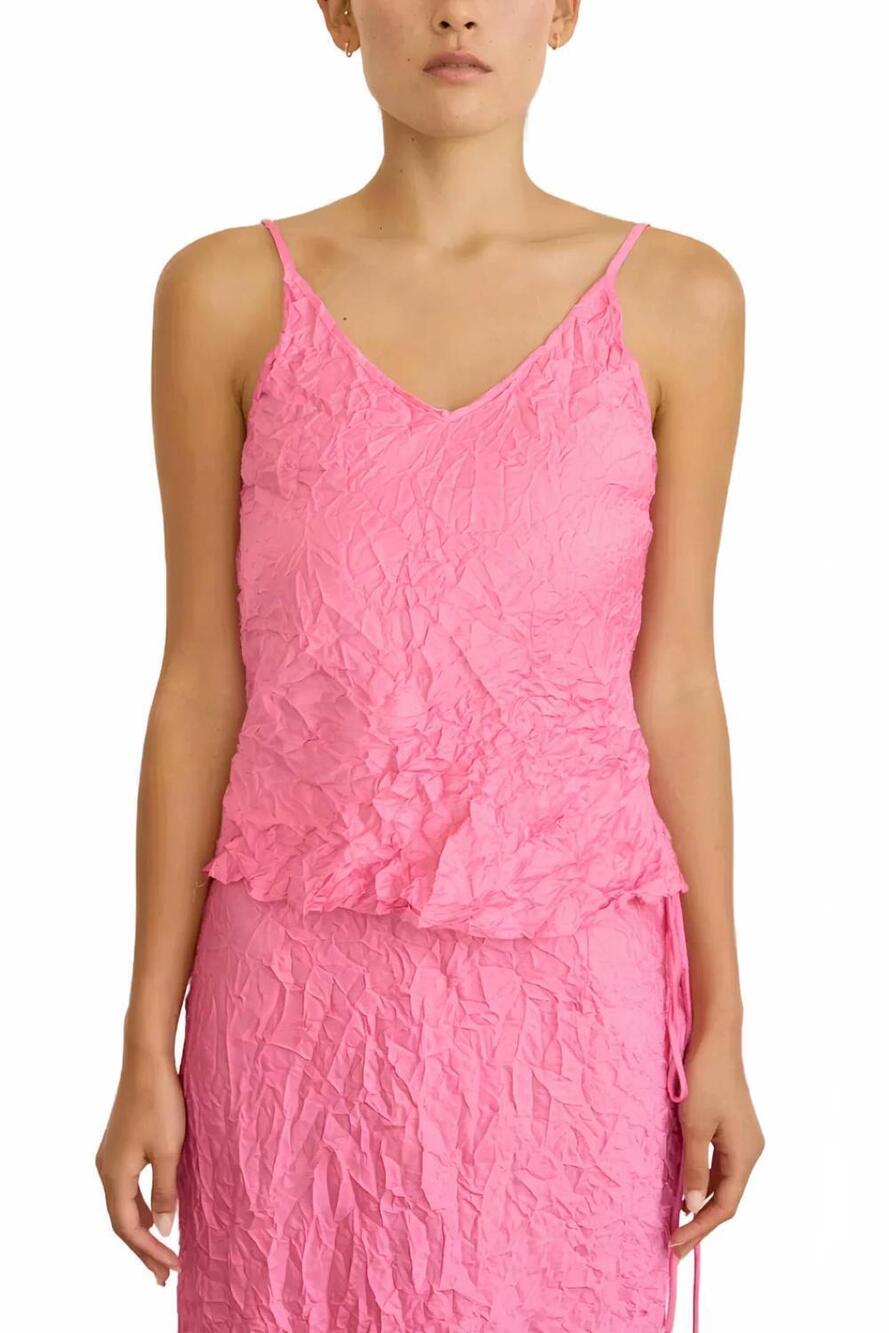 NEW BRAZEAU TRICOT crinkle cami top in bubblegum